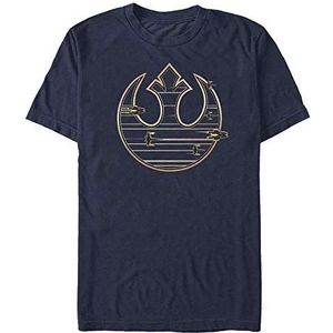 Star Wars: Last Jedi - GOLD REBEL LOGO Unisex Crew neck T-Shirt Navy blue L