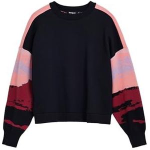 Desigual Sweatshirt voor dames met zonsondergang, Zwart, L