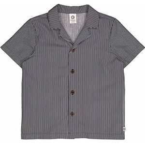 by Green Cotton Poplin Stripe S/S Button Down Shirt voor jongens, Balsem Cream/Night Blue, 110 cm