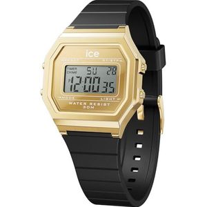 Ice-Watch - ICE digit retro Metal gold mirror Black - Zwart dameshorloge met siliconen band - 022731 (Small)