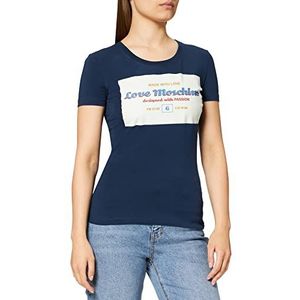 Love Moschino T-shirt met korte mouwen voor dames met logoprint, blauw, 38