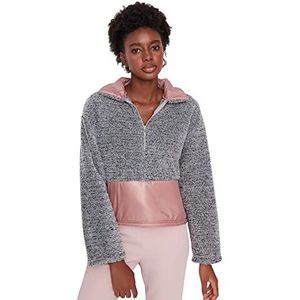Trendyol Dames Regular Standaard Shirt kraag Knit Sweatshirt, Grijs, M