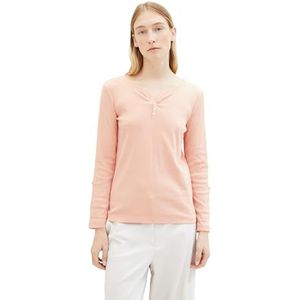 TOM TAILOR T-shirt voor dames, 35225 - Apricot Offwhite Stripe Ck, L