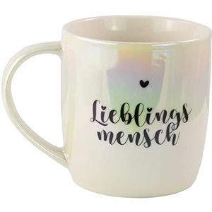 p:os 34488 - Mok Rainbow Mug met ""Lieblingsmensch"" opschrift, drinkbeker van keramiek met ca. 350 ml inhoud, magnetron- en vaatwasserbestendig, ideaal voor warme en koude dranken