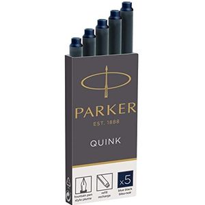 Parker QUINK vulpen lange inktpatronen | blauwzwart | 5 stuks