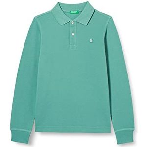 United Colors of Benetton Poloshirt met lange mouwen voor kinderen en jongens, donkergroen 283, 140