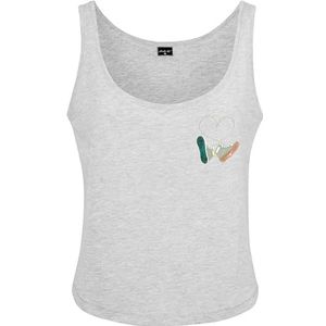 Mister Tee Dames T-Shirt Ladies Kicks Love EMB Tank, Print Tank Top voor Vrouwen, kort gesneden, Heather Grey, S