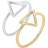 Elli Ring dames set driehoek Geo Bi-Color in 925 sterling zilver