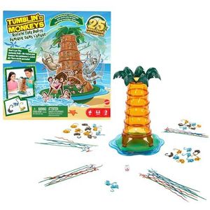 Mattel Games Vallende Aapjes Schommelend Boomfeest, spel voor spelletjesavonden met het hele gezin, voor op reis en op de camping, HTW65