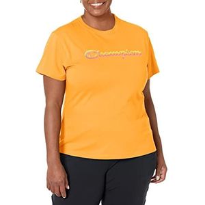 Champion Klassiek T-shirt voor dames, met grafische opschrift, Capri Oranje - 586 Gra, XL