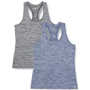 Amazon Essentials 2-Pack Tech Stretch Racerback Tanktop voor dames,Zwarte Heather/Navy Heather,XL