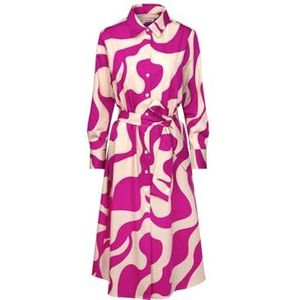 Seidensticker Damesblousejurk Maxi - blousejurk met ceintuur - hemdblousekraag - regular fit - lange mouwen - 100% katoen, roze, 40