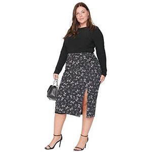 Trendyol Vrouwen Vrouw Midi A-lijn Potlood Knit Plus Size Rok, Zwart, 5XL