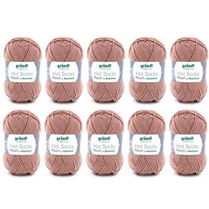 Gründl Hot Socks Pearl uni breiwol (knuffelzachte sokkenwol van 75% merinowol, 20% polyamide, 5% kasjmier, 50 g / 200 m, naalddikte: 2,5-3, 10 x 50 g), camel