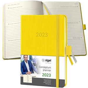 SIGEL C2371 Conceptum weekplanner 2023, ca. A6, geel, hardcover, 2 pagina's = 1 week, 176 pagina's.