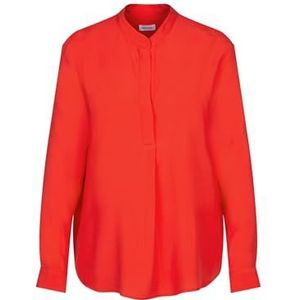 Seidensticker Damesblouse, modieuze blouse, regular fit, opstaande kraag, lange mouwen, 100% viscose, oranje, 34