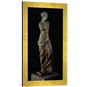 Ingelijste afbeelding van Greek Venus de Milo, Greek, Hellenistic Period, c.100 BC, kunstdruk in hoge kwaliteit handgemaakte fotolijst, 40x60 cm, Gold Raya
