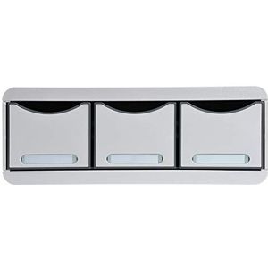 Exacompta - Ref. 318740D - Toolbox mini-doos met 3 laden voor het opbergen van kleine gebruiksvoorwerpen - Buitenafmetingen: Diepte 27 x breedte 35,5 x hoogte 13,5 cm - lichtgrijs