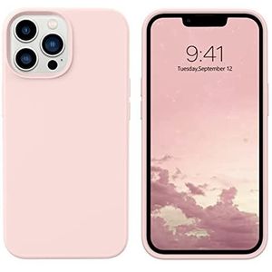 Atiyoo iPhone 13 Pro Max telefoonhoesje met slanke pasvorm en anti-kras microvezel voering, siliconen schokbestendige beschermhoes 6,7 inch, roze
