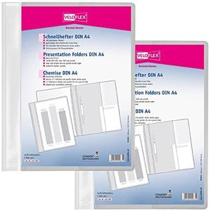VELOFLEX A474109 - VELOFORM losbladige ordner, 2 stuks, DIN A4, wit, PVC, glasheldere voorkant, geschikt voor brochurehoezen