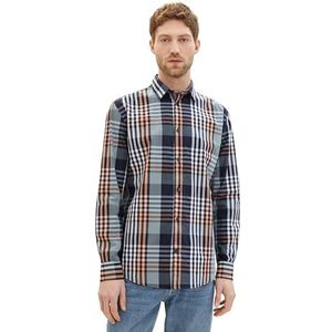 TOM TAILOR Herenhemd, 34642 - Navy Orange Mint Big Check, 3XL