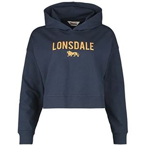 Lonsdale Dames Sweatshirt met capuchon Cropped Oversize QueenscLIFF, Navy/Orange, XL