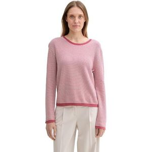 TOM TAILOR Dames 1044104 gebreide trui van katoen, 36997 - Wit Roze Bubble Knit Design, XXL