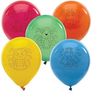 Baker Ross FX106 Jungle Chums Ballonnen - Set van 10, versiering voor kinderfeestjes, ballonnen voor verjaardagsfeestjes, Ballonnen