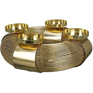 GILDE Adventskrans - 4 kaarsen kandelaar - adventsdecoratie van roestvrij staal - voor 4 kaarsen - kleur: goud - Ø 37 cm, 21229