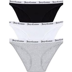 Juicy Couture Diddy Cotton Brief 3-Pack Multipack, Multi- Zwart/Grijs Marl/Wit, XS