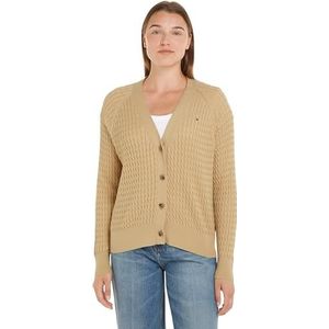 Tommy Hilfiger Dames CO Cable V-NK Cardigan Harvest Tarwe S, Oogst tarwe, S