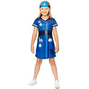 amscan - Meisje Duurzaam Milieuvriendelijk Verpleegster Kids Fancy Dress Kostuum Leeftijd: 2-10 Jaar, Blauw, 8-10 Jaren