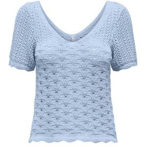 ONLY Dames Onlbecca Life Ss V-hals Top Cc KNT T-shirt, Cashmere Blue, XL