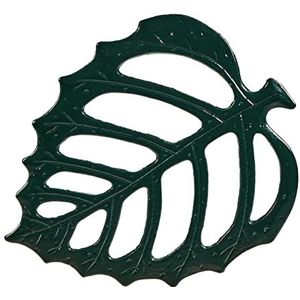 Relaxdays staptegel, blad design, gietijzer, stapsteen voor gras & bloemperkje, 26 x 32 cm, metalen tuindecoratie, groen