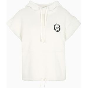 Emporio Armani Dames Fuzzy Fleece Mouwloos Sweatshirt Hooded, Wit, M