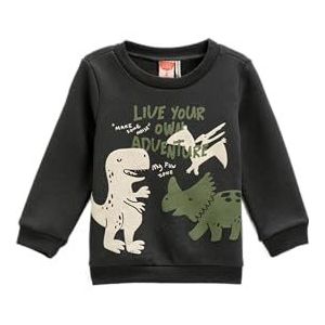 Koton Babyboys Dinosaurus Bedrukt Lange Mouwen Crew Neck Katoen Sweatshirt, antraciet (045), 12-18 maanden