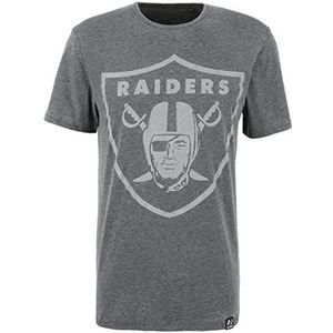 Recovered NFL Oakland Raiders Classic T-Shirt - Charcoal - officieel gelicentieerd - vintage stijl, handbedrukt, ethisch geproduceerd, Meerkleurig, S