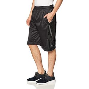 Southpole Basic Basketball Mesh Shorts voor heren, zwart/zwart, L