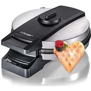 Cloer 1898XL Professionele wafelijzer, suiker bestendige dubbele coating, geschikt voor commercieel gebruik, grote hartwafel 19,5 cm Ø, 950 W, baklamp, akoestische klaarmelding, aan-/uitschakelaar