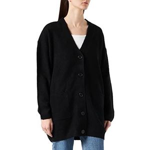 Urban Classics Dames Dames Chunky Fluffy Knit Cardigan Vest, zwart, 3XL