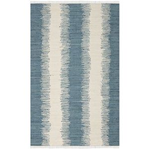 Safavieh Modern rechthoekig tapijt voor binnen, plat, collectie Montauk, MTK751, blauw, 122 x 183 cm voor woonkamer, slaapkamer of elke binnenruimte