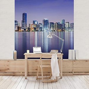 Apalis Vliesbehang Purple Miami Beach Fotobehang Vierkant | Fleece Behang Muurbehang Foto 3D Fotobehang voor Slaapkamer Woonkamer Keuken | Grootte: 240x240 cm, meerkleurig, 95437