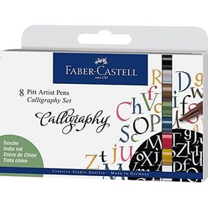 Faber-Castell 167508 Pitt Artist Pen Calligrafy Set, 2,5 mm, 8-delige etui, meerkleurig