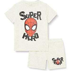 NAME IT Jongens NMMAJS Spiderman SS NIGHTSET MAR pyjama, Light Grey Melange, 110, lichtgrijs gem., 110 cm