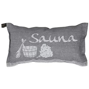 Jokipiin | 1 favoriet saunakussen reiskussen | Design: sauna | Afmetingen: 40 x 22 cm, linnen/katoen | vrij van schadelijke stoffen Ökotex 100 | Gemaakt in Finland (grijs/wit)