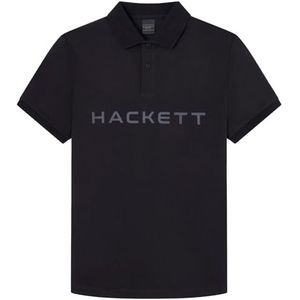 Hackett London Heren Am Embossed HDY Polo, Zwart (Zwart/Grijs), L, Zwart (Zwart/Grijs), L