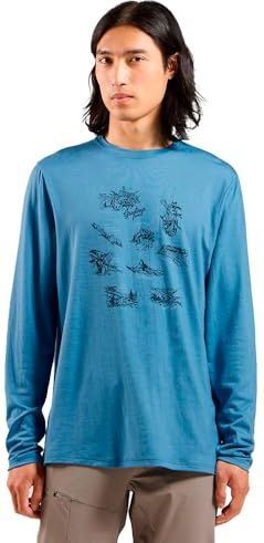 Odlo Merino 200 Tourist Wandelshirt met lange mouwen voor heren, functioneel shirt voor wandelen, ademend