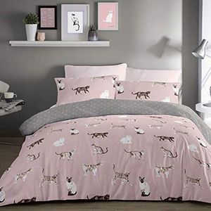 Fusion - Katten - Easy Care Dekbedovertrek Set - King Bed Size in Blush