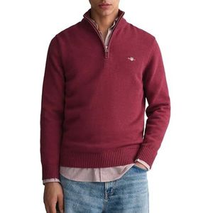 GANT Casual katoenen trui met halve rits voor heren, Plumped Rood, XXL