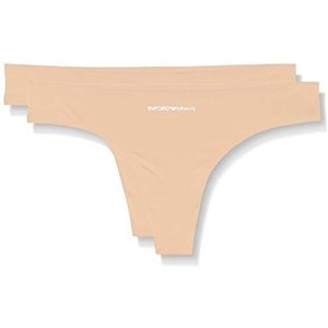 Emporio Armani Bi-Pack Thong Basic Bonding Microfiber ondergoed voor dames, roze, M
